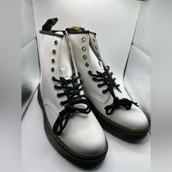 Doc Martens Zavala Leather Air Wair White/Black Combat Boots